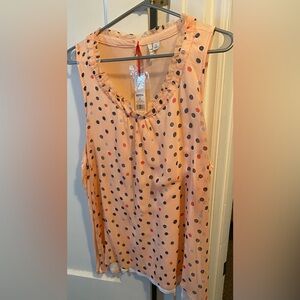 Elle New with tag, dressy peach poka dot tank top Xl